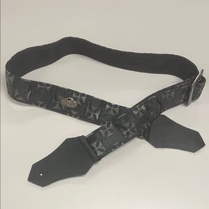 Get’m Get’m Black Iron Cross Pattern Adjustable Guitar Strap
